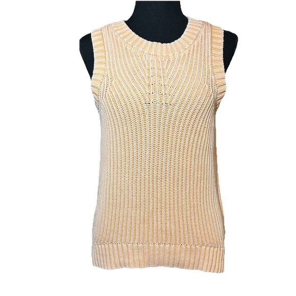 Tribal Sweaters - Tribal Ribbed Knit Sweater Tank Vintage Style Women X-Small Peach Salmon Color